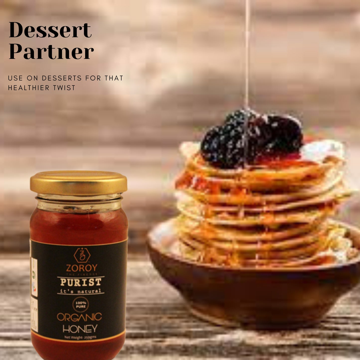 ZOROY THE FINESSE 100% Pure Honey Organic Honey cultivated from Himalyas Wild forest Honey | Best Honey for Family | Natural Honey | No Sugar adulteration | 250 Grams