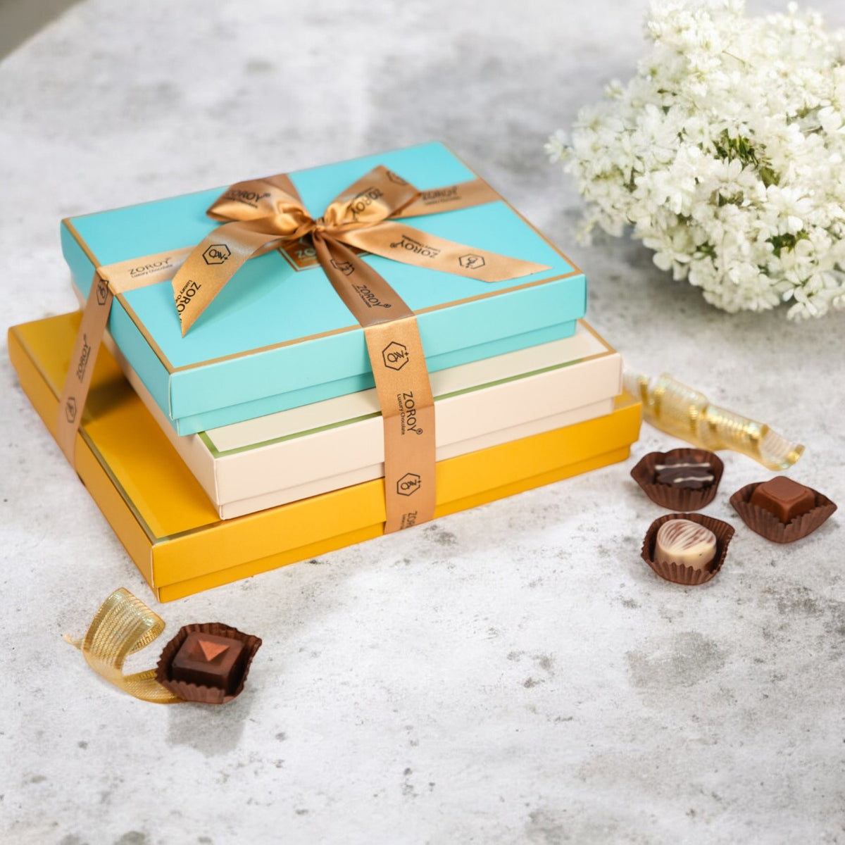 ZOROY Assorted Delite The Luxury Tower of 3 Chocolate Gift boxes (616
