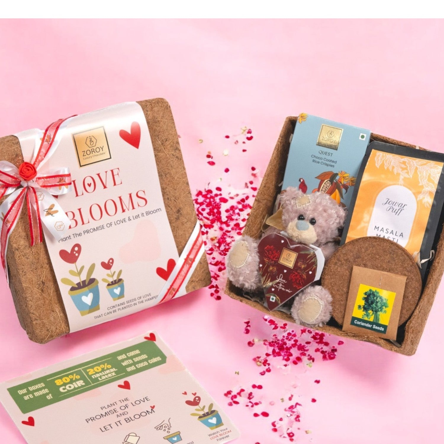 ZOROY Luxury Chocolate Love Blooms Evergreen Growing Love Hamper | Propose day | Kiss day | Teddy Day | Hug Day | Chocolate Day | Promise Day | Girlfriend/ Boyfriend/ Husband/ Wife | Ideal for Valentine Anniversary Birthday