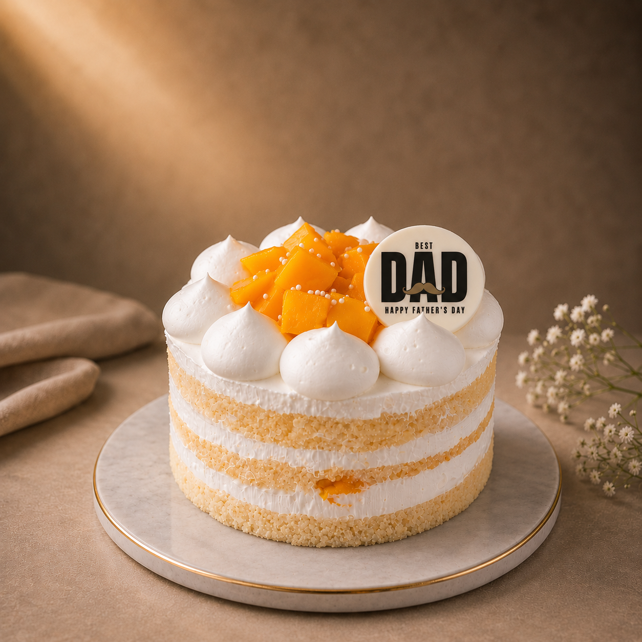 ZOROY Father's Day Guilt-Free Badami / Alphonso Light Mango Cake (No Added Sugar, Sugarfree, Eggless) – 250g