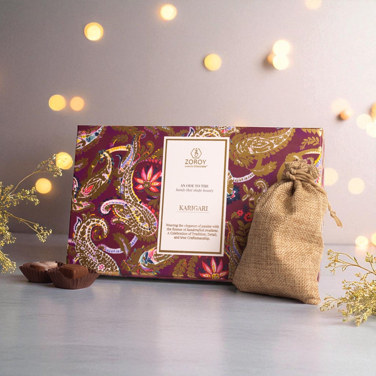 ZOROY Diwali gift Box of 6 chocolates and 100gms dry fruits