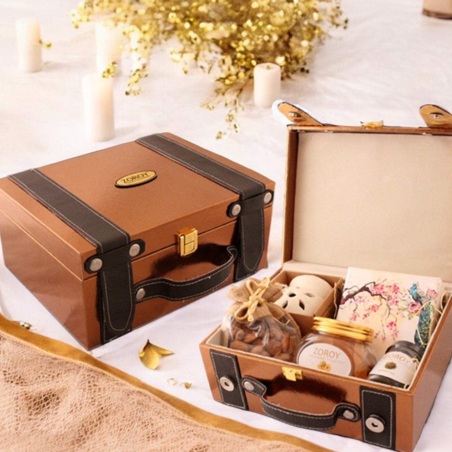 Diwali Mini suitcase hamper of chocolates, dry fruits and other goodies