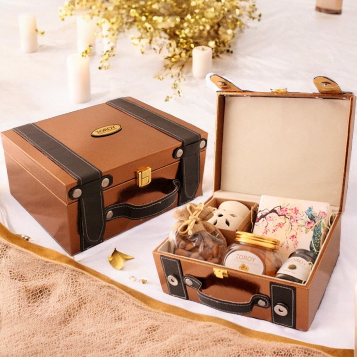 Diwali Mini suitcase hamper of chocolates, dry fruits and other goodies