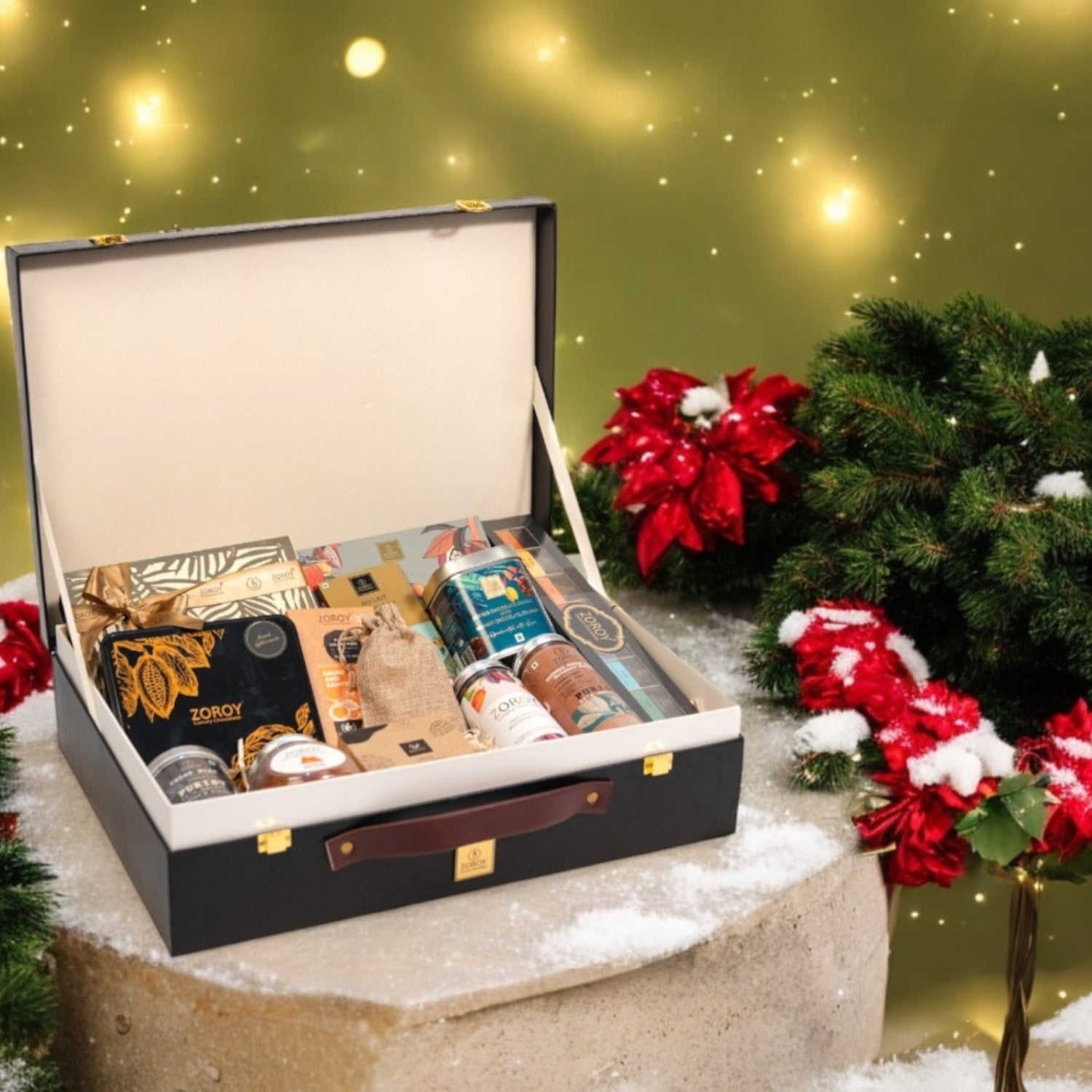 ZOROY Leather Feel Hamper Luxury Briefcase  of chocolates and goodies