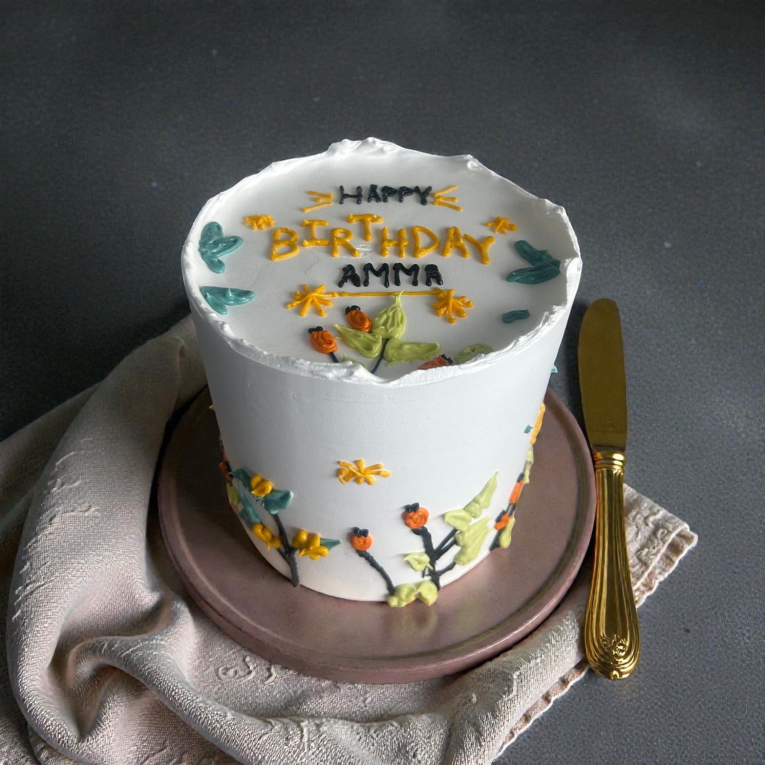 Hand-Painted Summer Floral Cake