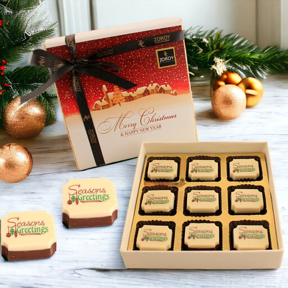 Box of Christmas greeting- 9 chocolates
