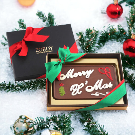 Christmas Milk Chocolate Greeting Box Saying "Merry X' Mas"
