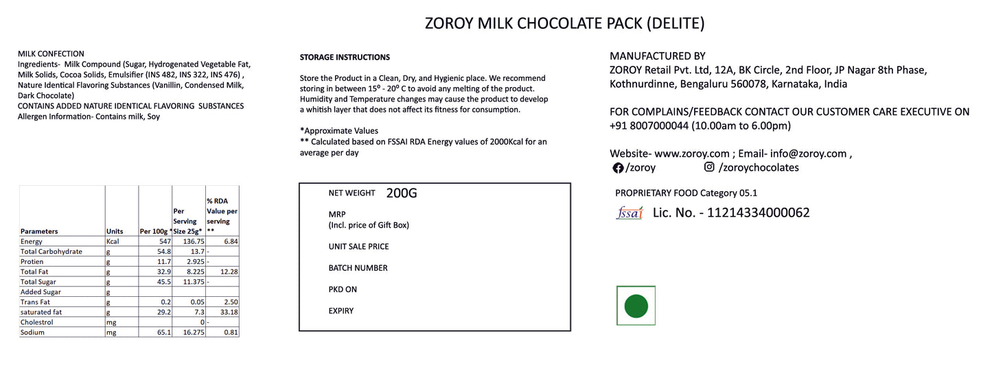 ZOROY Message Box saying U are the WORLD to meA neat and chic box containing 20 milk chocolates. The letters in the box says U mean the World to me. A perfect way to show your love and appreciation to someone who means everything.
