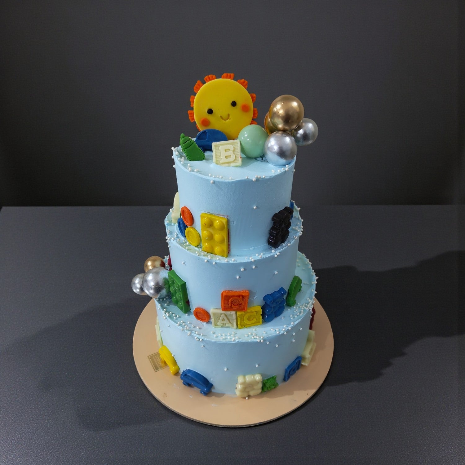 Blue Baby Theme Mini 1 kg Tier Cake – Cute Birthday Cake for Kids