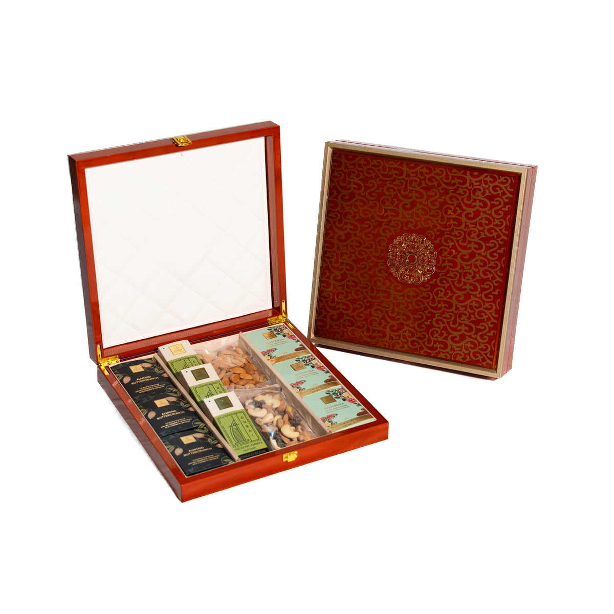 ZOROY Wooden Ecstacy Premium Gift Hamper | Premium Nuts, Kunafa Bars & Chocolates in Wooden Box | Corporate & Diwali Bulk Gifting