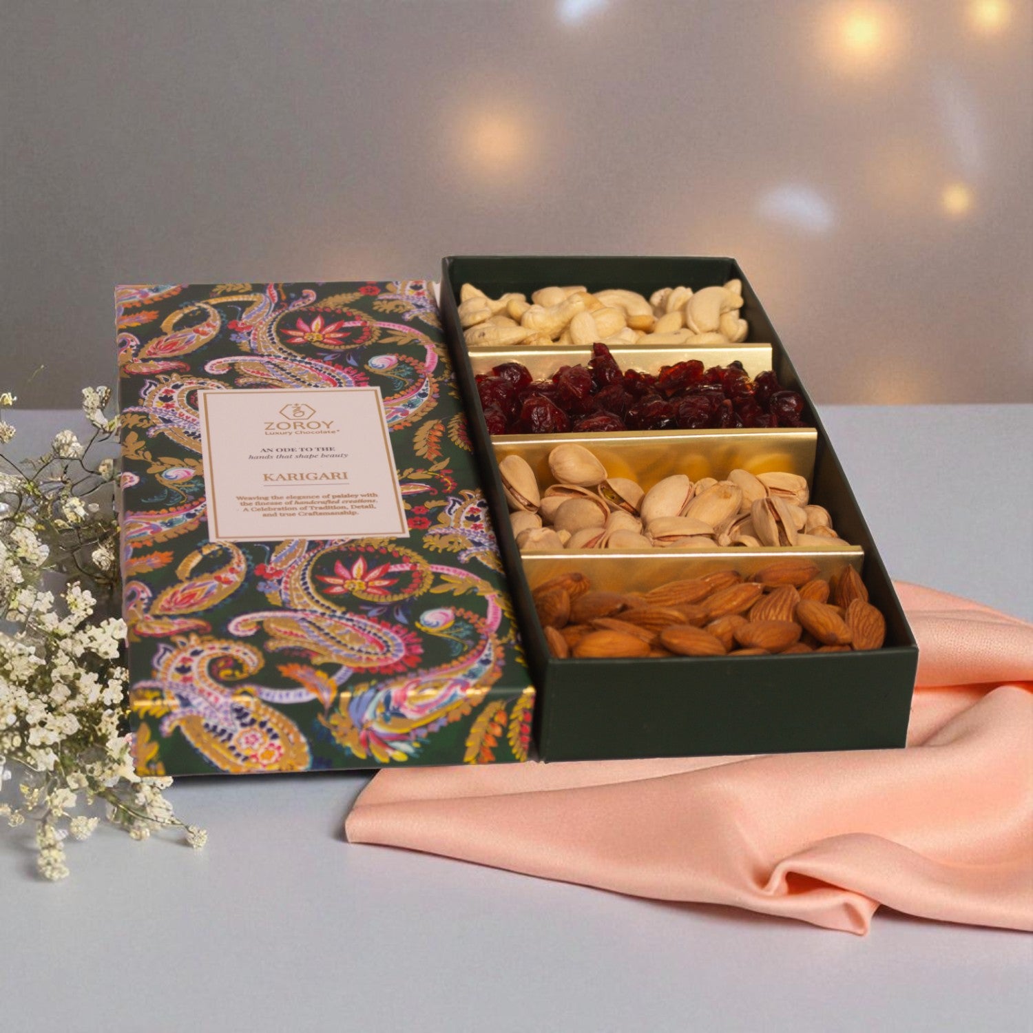 ZOROY KARIGARI Dry Fruit Combo 160G – Premium Almonds, Cashews, Raisins & Cranberries | Diwali, Birthday, Anniversary, Corporate Gift