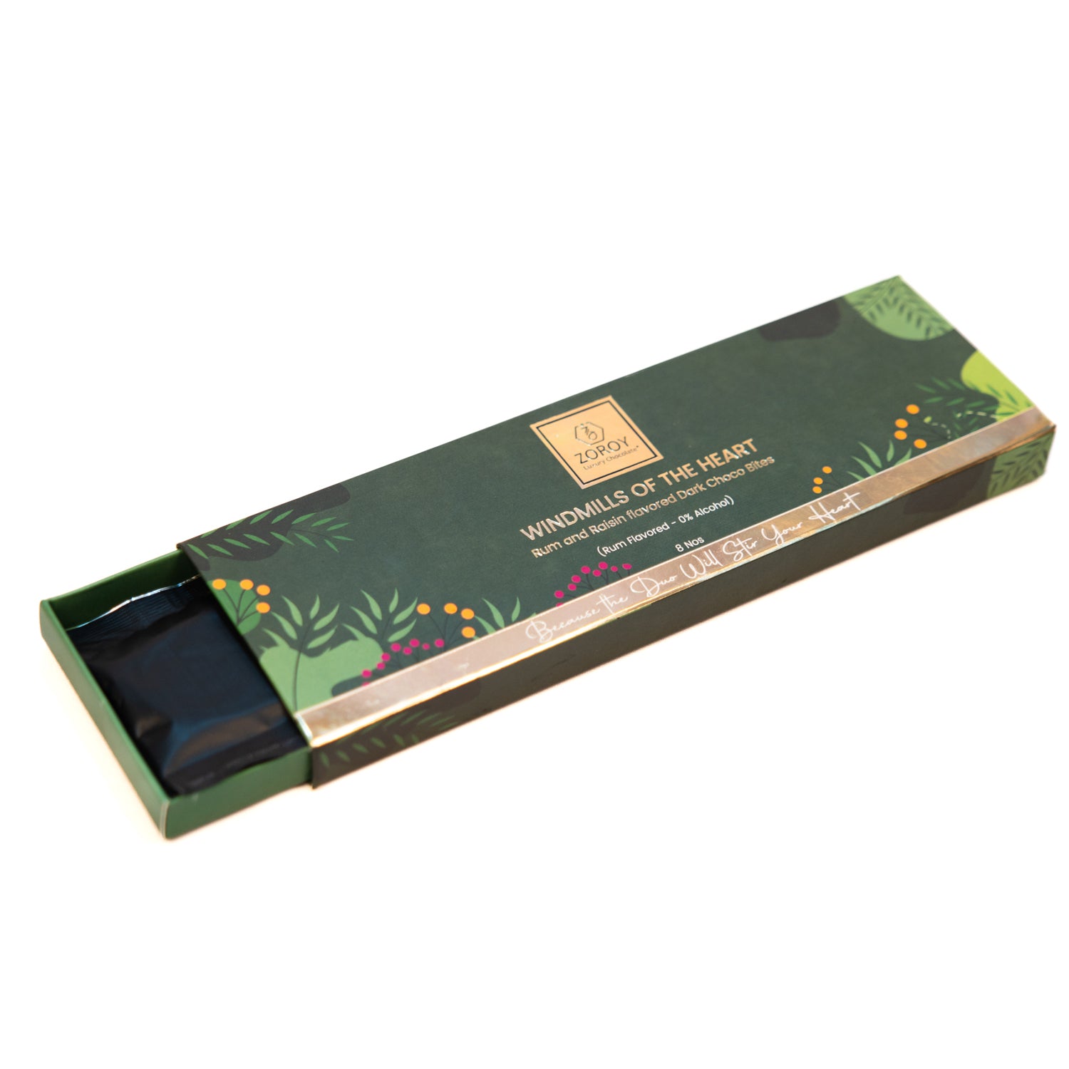 Zoroy Windmills Of The Heart Box With Rum and Raisin Flavored Dark Choco Bites 50g | International Women's Day |