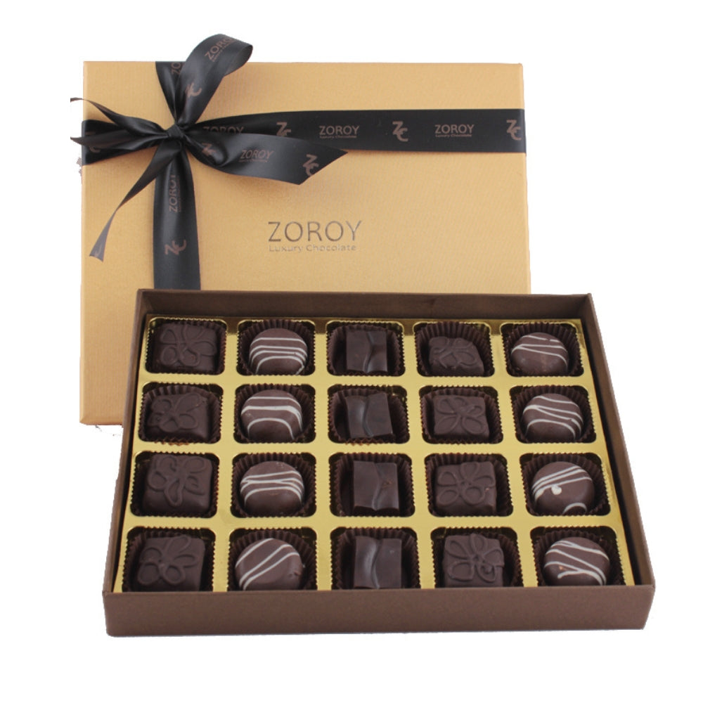 ZOROY Box of 20 Assorted Delite Dark chocolate pralines Gift Box - (220 Gms)