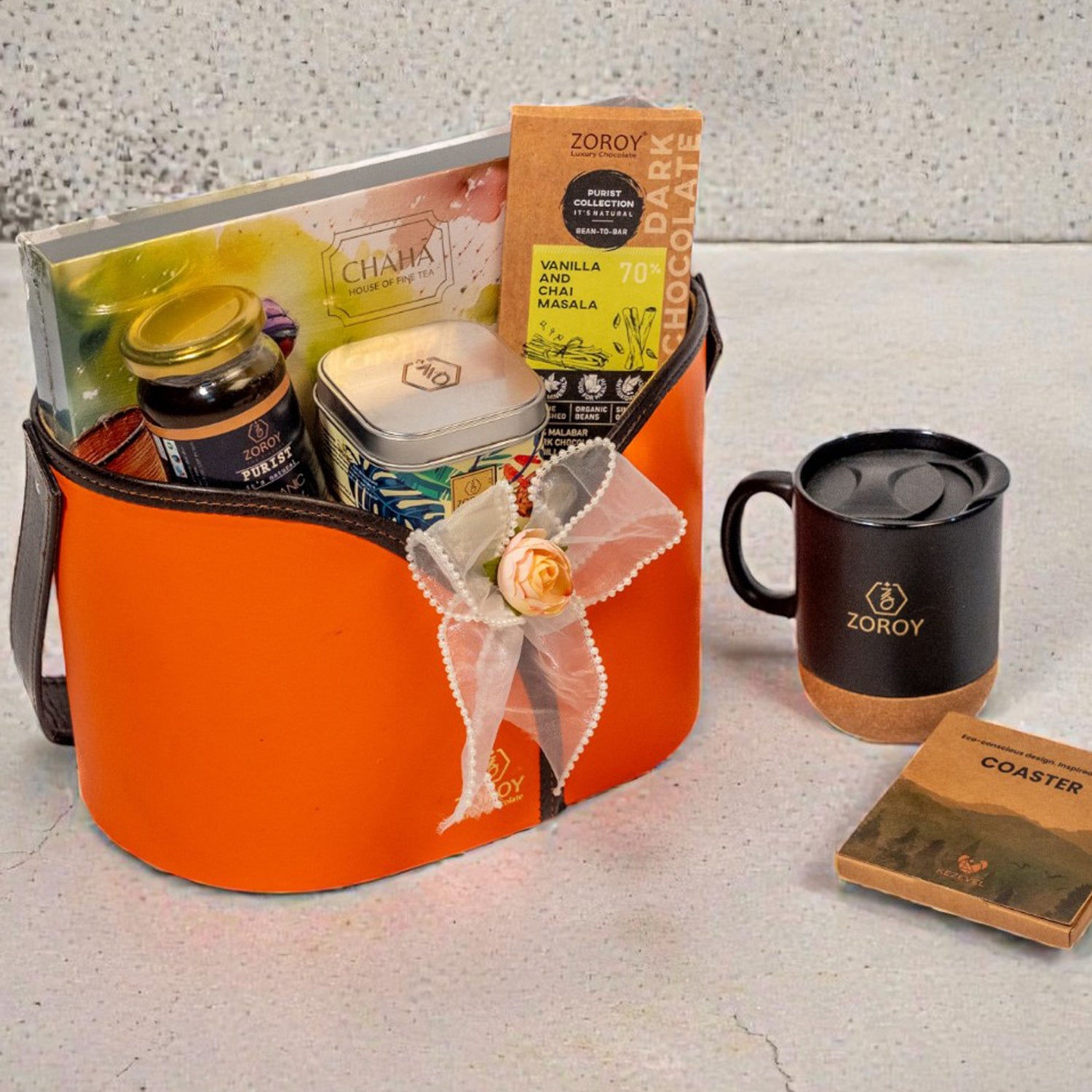 ZOROY CHA – The Tea Treasure Luxury Tea Gift Hamper | Floral Teas, Honey, Cookies & Travel Mug Gift Basket