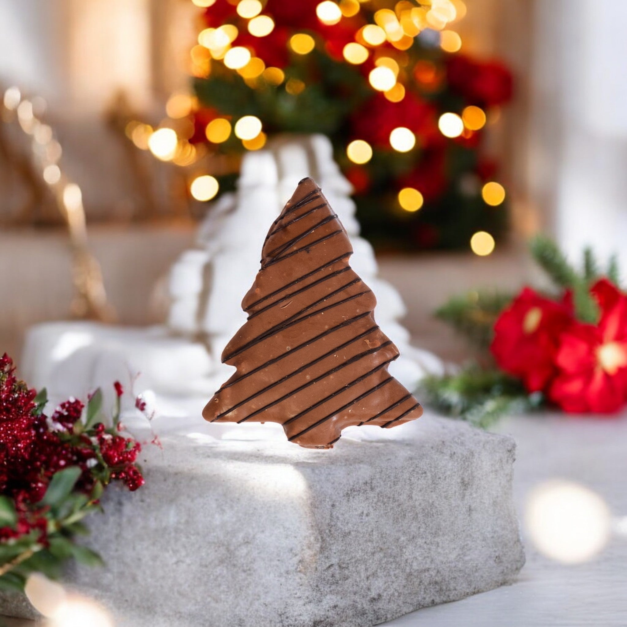 ZOROY Christmas Choco Tree | Ginger Cookie & Almond Crunch Coated in Semi-Sweet Chocolate | Festive Holiday Gift | Ideal for Corporate Gifting, Secret Santa, Bulk Hampers & Resale