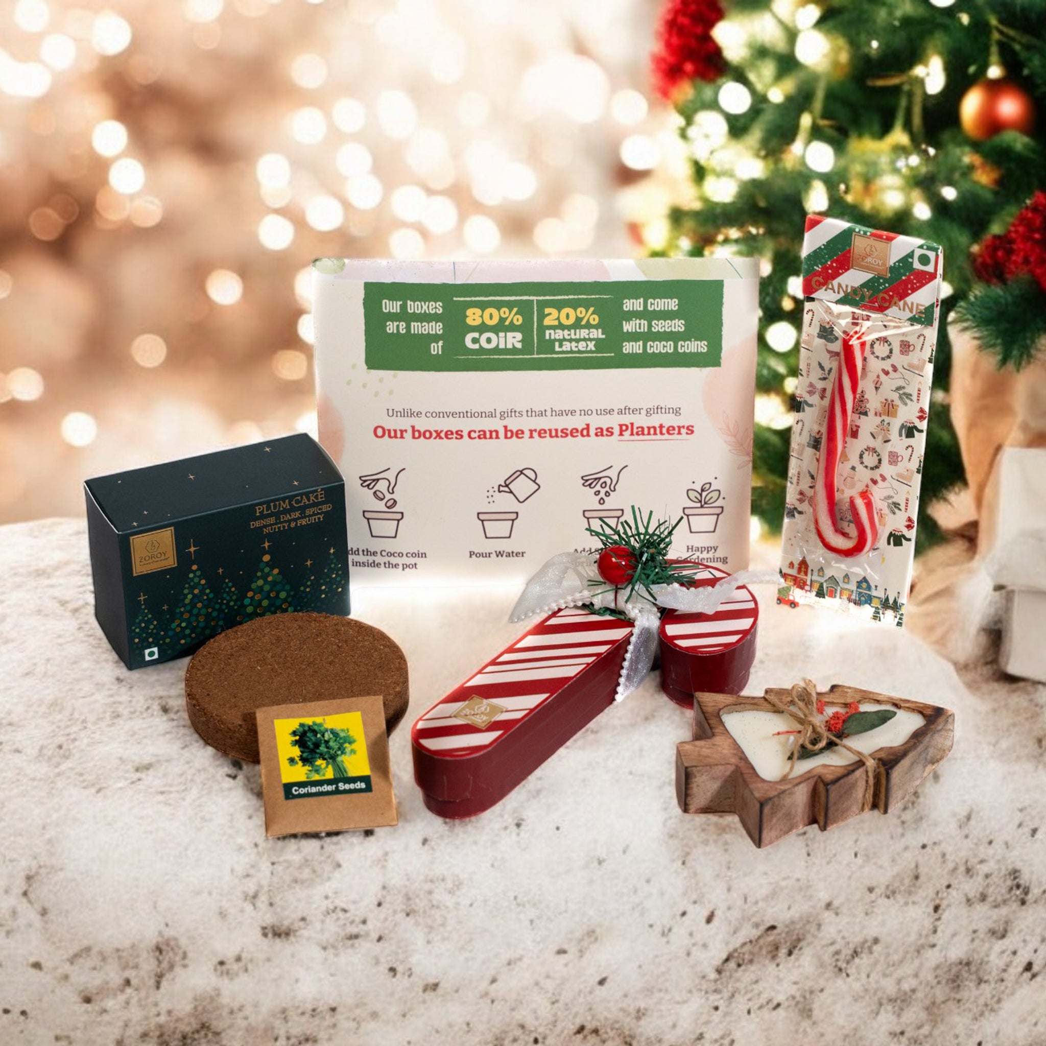 ZOROY Classic Cheer Christmas Gift Hamper | Leather Feel Basket with Plum Cake, Gingerbread cookie and Star box of 6 Chocolate Mediants | Festive, Secret Santa & Corporate Gifting