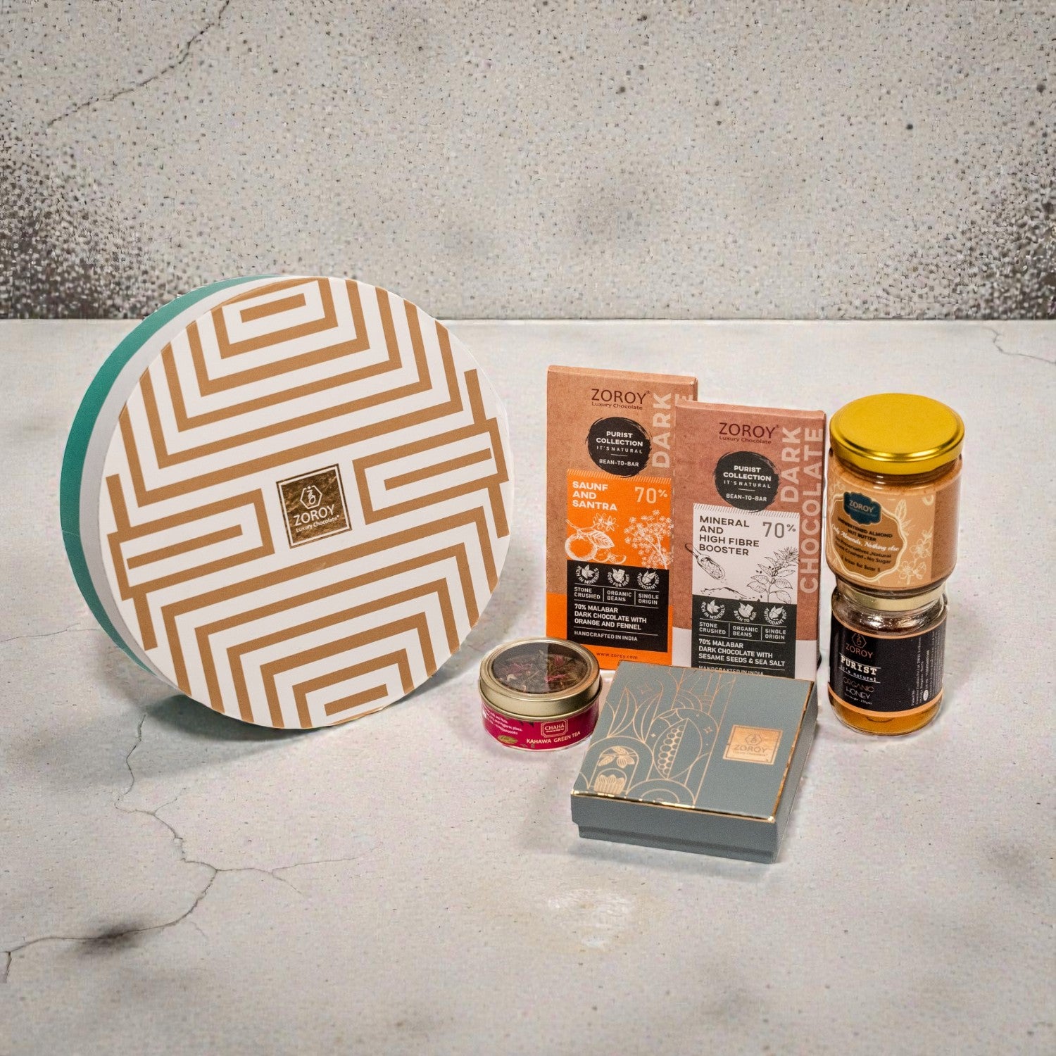 ZOROY Conscious Indulgence Guilt-Free Gourmet Hamper | No Added Sugar Chocolates, Bean-to-Bar, Honey & Almond Butter