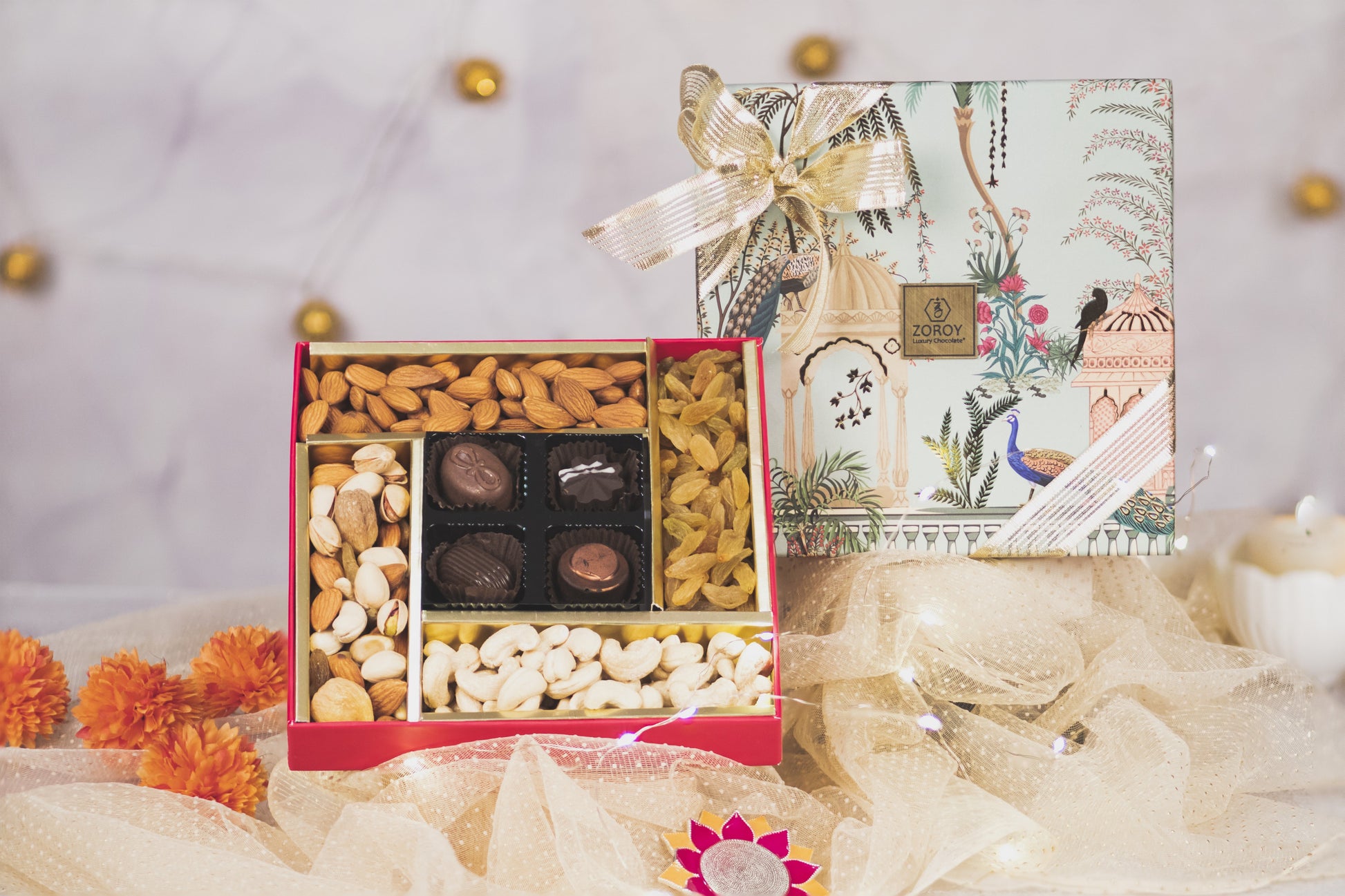 ZOROY Diwali Medium Festive box of assorted dry fruits and chocolates