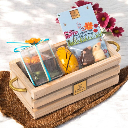 ZOROY Easter Basket Bag Hamper – Chocolate Nest | Colorful Candy-Filled Egg | Choco Bunnies |  Festive Gifting|Ideal for Egg Hunts, Basket Stuffers, and Holiday Gifts | Premium Treat & Goodies