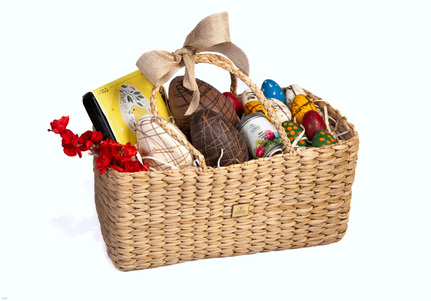 ZOROY Easter Hunt Basket with Assorted Large Egg's & Ducks, Bunnies Combo Gift Hamper