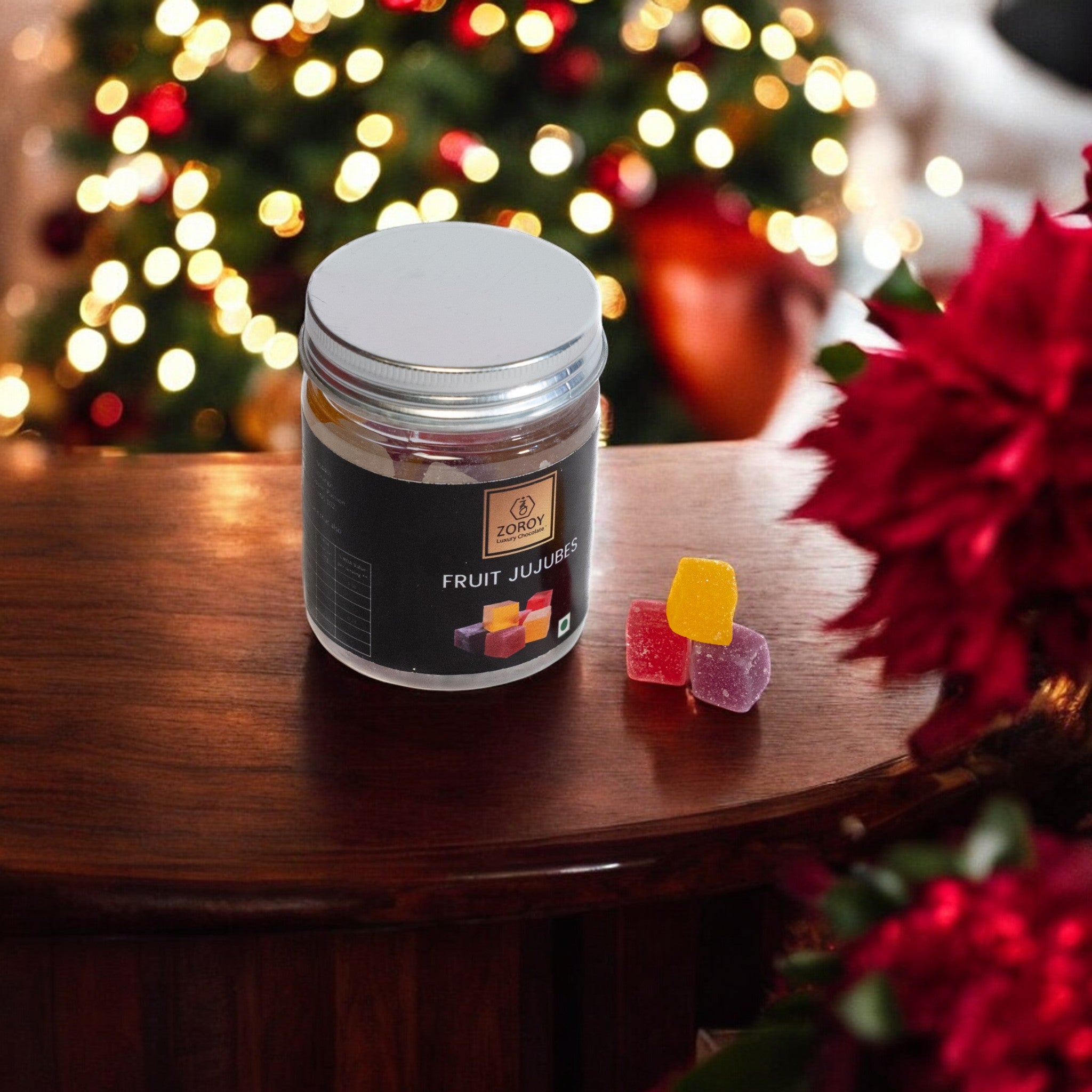 ZOROY Elite Christmas Gift Hamper | Ginger cookie  Chocolate Tree, Jujubes & Soy Candle | Holiday Corporate Gifting