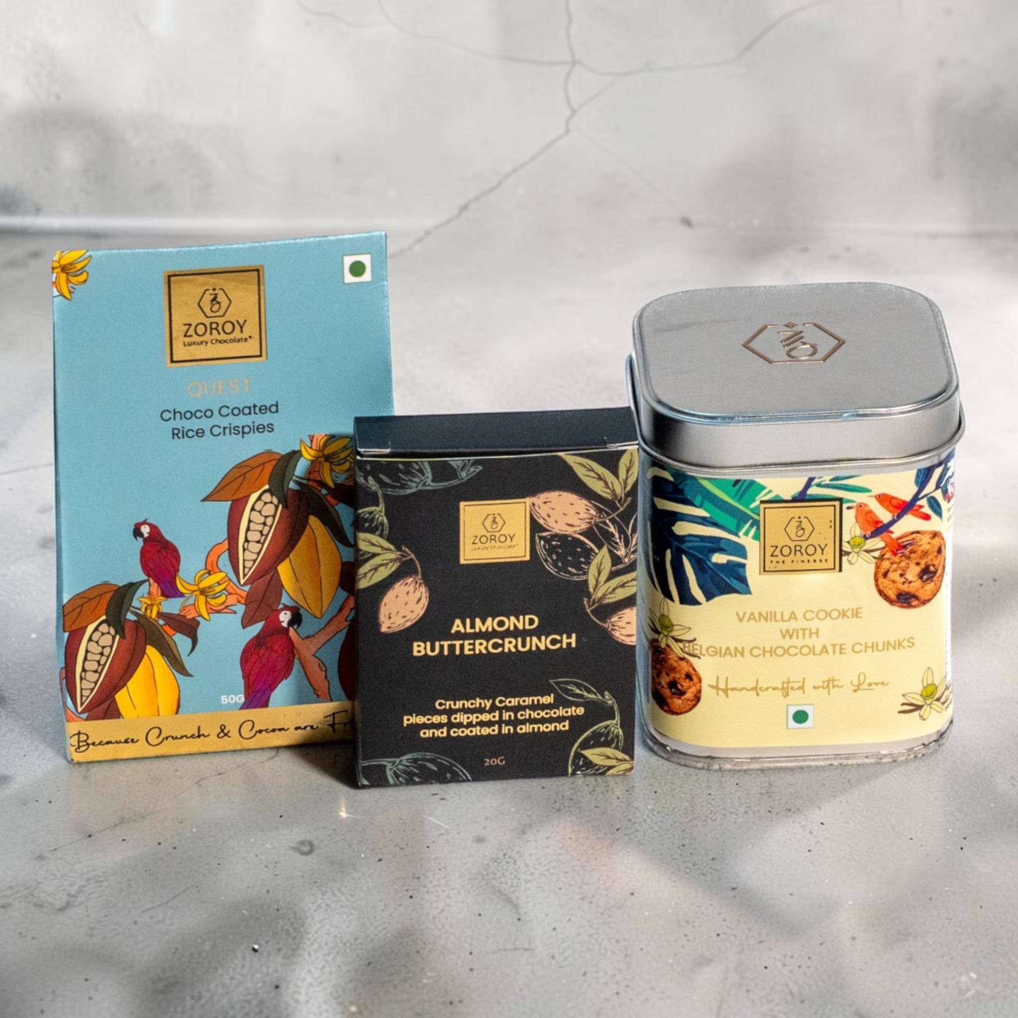 ZOROY Happy Birthday Gourmet Gift Box |  Chocolate Rice Crisps, Almond Buttercrunch & Handmade Cookies