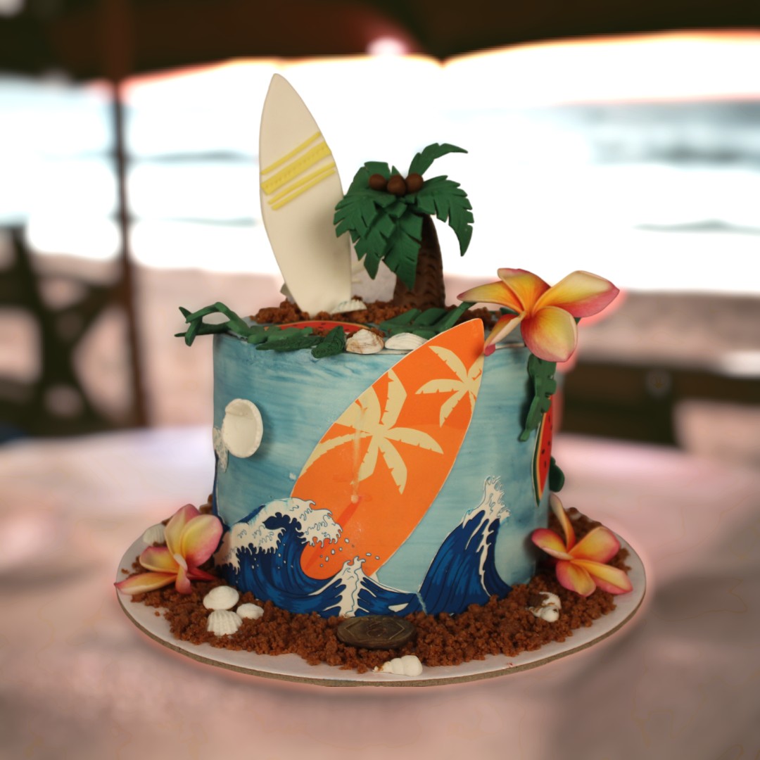 ZOROY Hawaiian Beach Theme Celebration Fondant Customised Cake