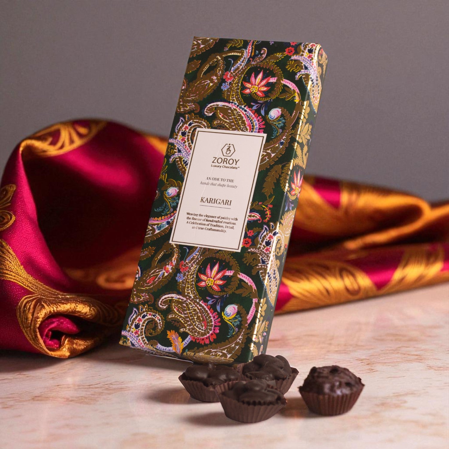 ZOROY Almond Rocher Box of 8 – Luxury Handcrafted Diwali Corporate Gift Chocolates Karigari Collection