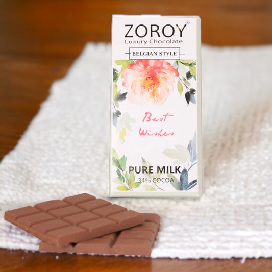 ZOROY LUXURY CHOCOLATE 100% Couverture Pure Milk chocolate bar | Personalized chocolate | Best wishes message | Signature Belgian style | 100 grams