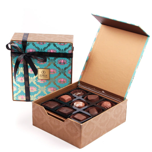 ZOROY Lotus Themed Celebration Box with 9 Assorted Delite chocolates Gift Pack ( 99 Gms)