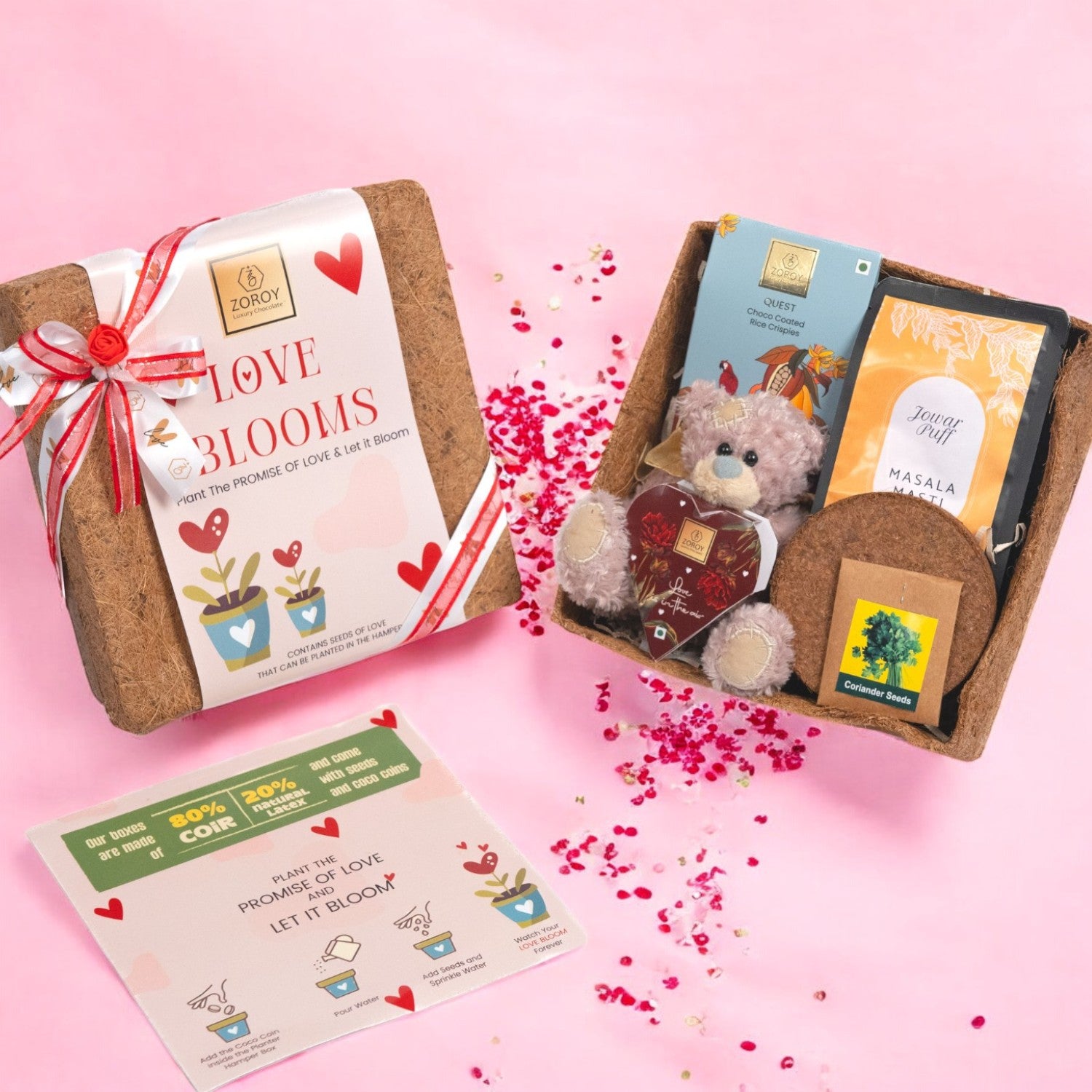 ZOROY Luxury Chocolate Love Blooms Evergreen Growing Love Hamper | Propose day | Kiss day | Teddy Day | Hug Day | Chocolate Day | Promise Day | Girlfriend/ Boyfriend/ Husband/ Wife | Ideal for Valentine Anniversary Birthday