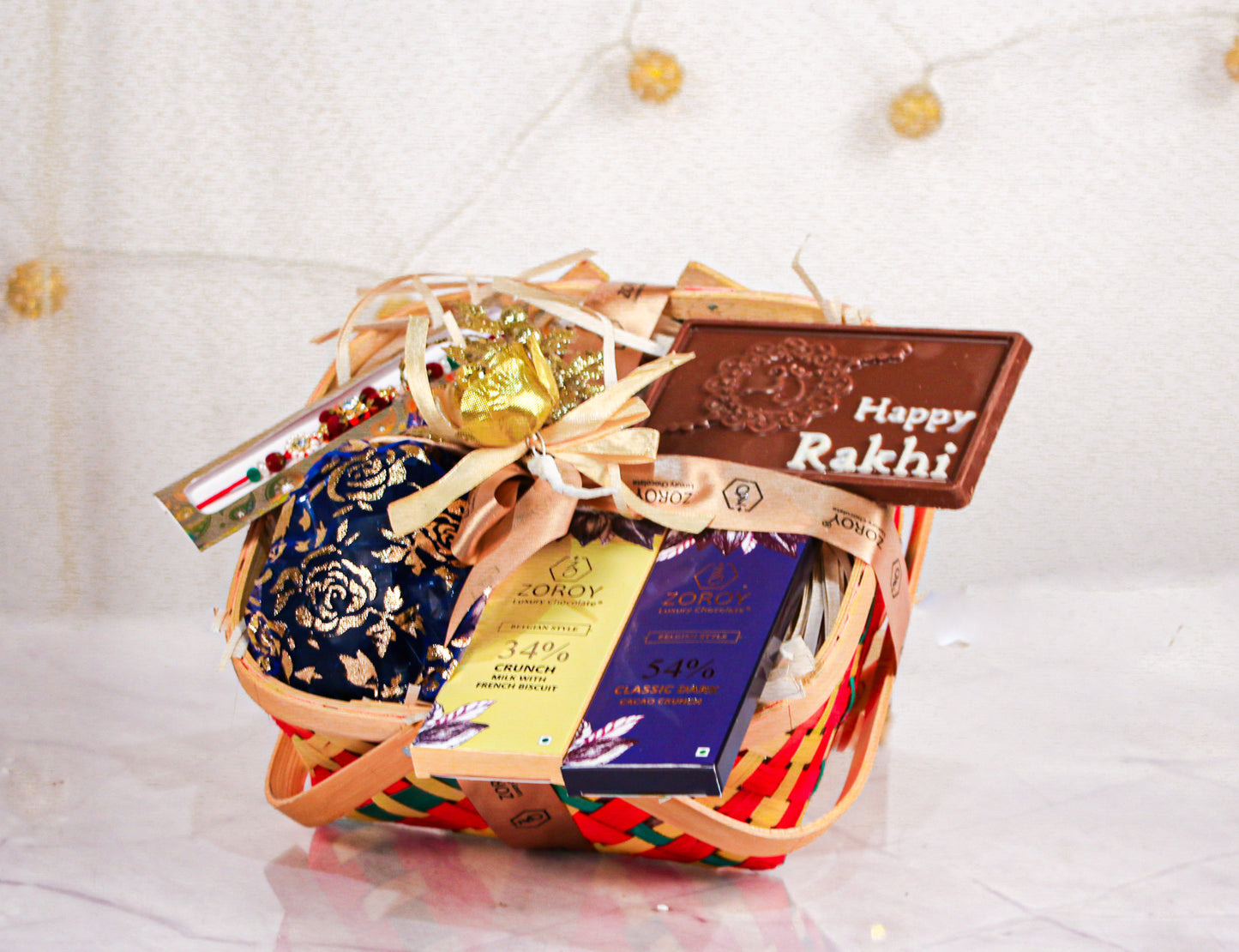 ZOROY Luxury Chocolate Rakhi Hamper for Brother Sister | Rakhi basket with chocolates | Bro Sis Hamper | Rakhi chocolate | Rakhi set for Bhaiya Bhabhi | Rakhi gift combo Rakshabandhan gift for sister