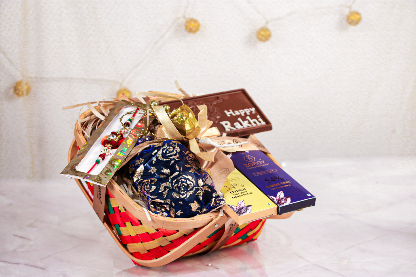 ZOROY Luxury Chocolate Rakhi Hamper for Brother Sister | Rakhi basket with chocolates | Bro Sis Hamper | Rakhi chocolate | Rakhi set for Bhaiya Bhabhi | Rakhi gift combo Rakshabandhan gift for sister
