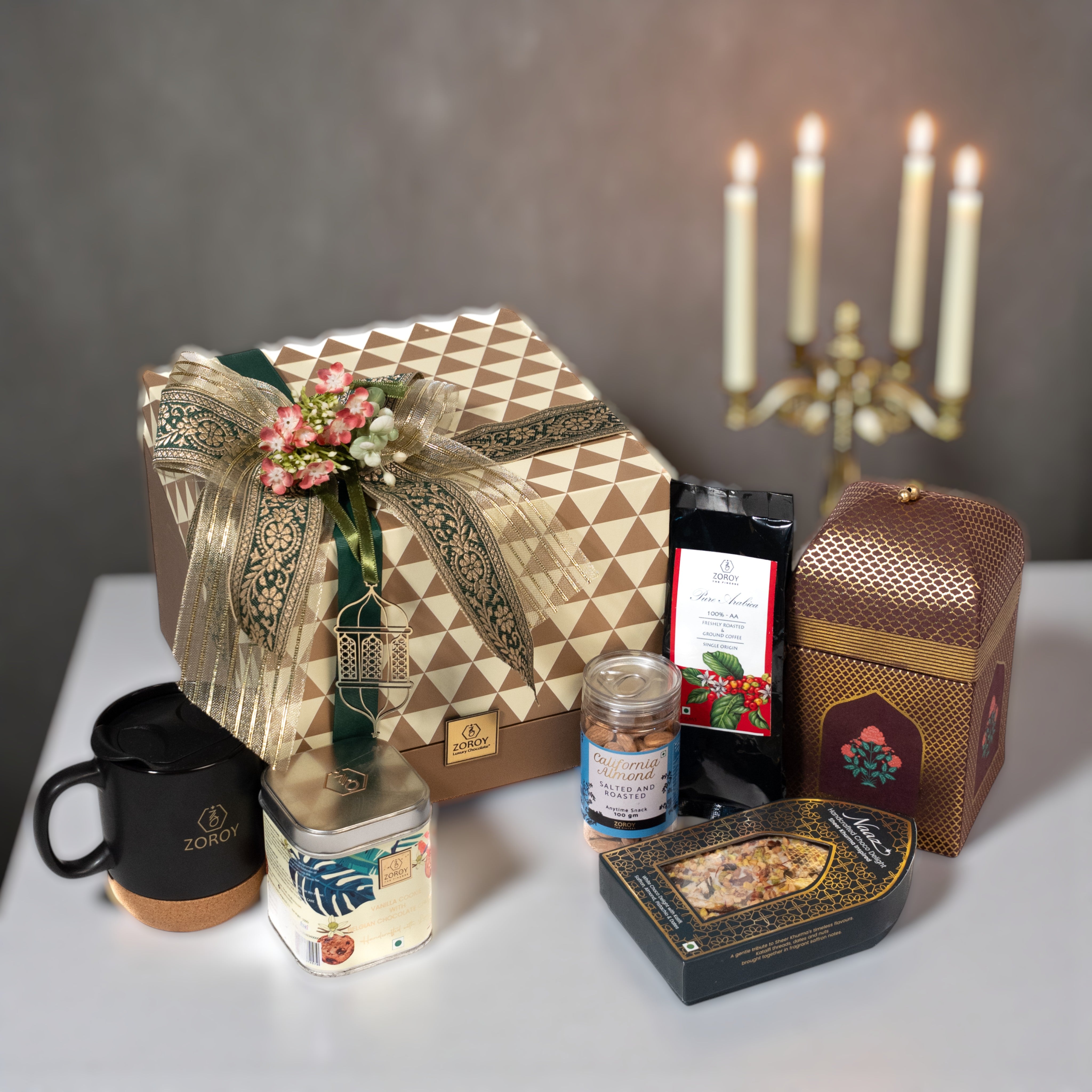 ZOROY Eid & Ramadan Gift Hamper ZARIA – Mamouls, Dates, Chocolates, Coffee & Travel Ceramic Cup