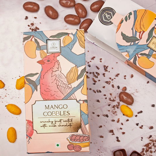 ZOROY Mango Cobbles Milk Chocolate | 75g | Real Fruit crisps coated with chocolate | 100% Veg