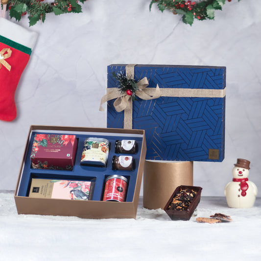 ZOROY Luxury Chocolate Christmas Passion Gift Hamper With Eggless Plum Cake, Cookies, Drinking Chocolate Mix Powder And Other Goodies For Corporate Family Friends New Year Gifts Combo Box
