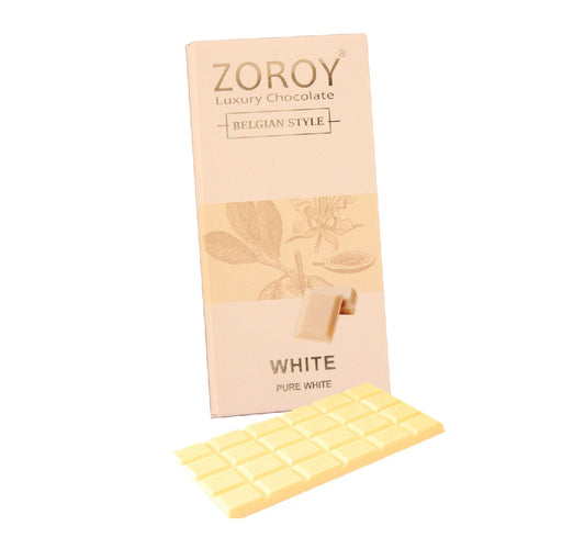 ZOROY Pure Belgian Couverture White Chocolate Bar - 100gms