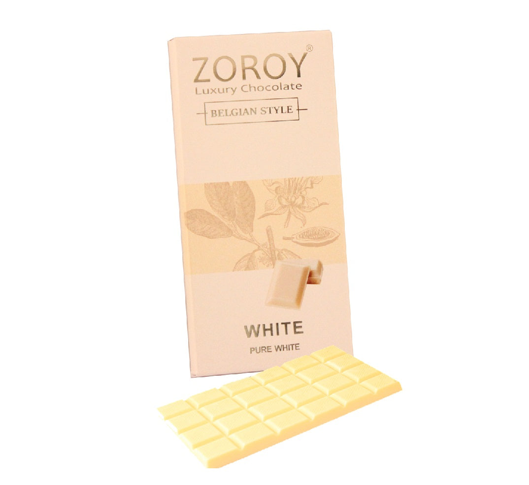 ZOROY Pure Belgian Couverture White Chocolate Bar - 100gms