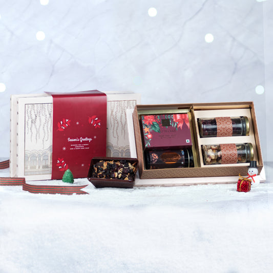 ZOROY Luxury Chocolate Christmas Rajmahal Seasonal Gift Hamper With Eggless Plum Cake Mix Dry Fruits and Other Goodies For Corporate Family Kidz New Year Online Gift Combo Box
