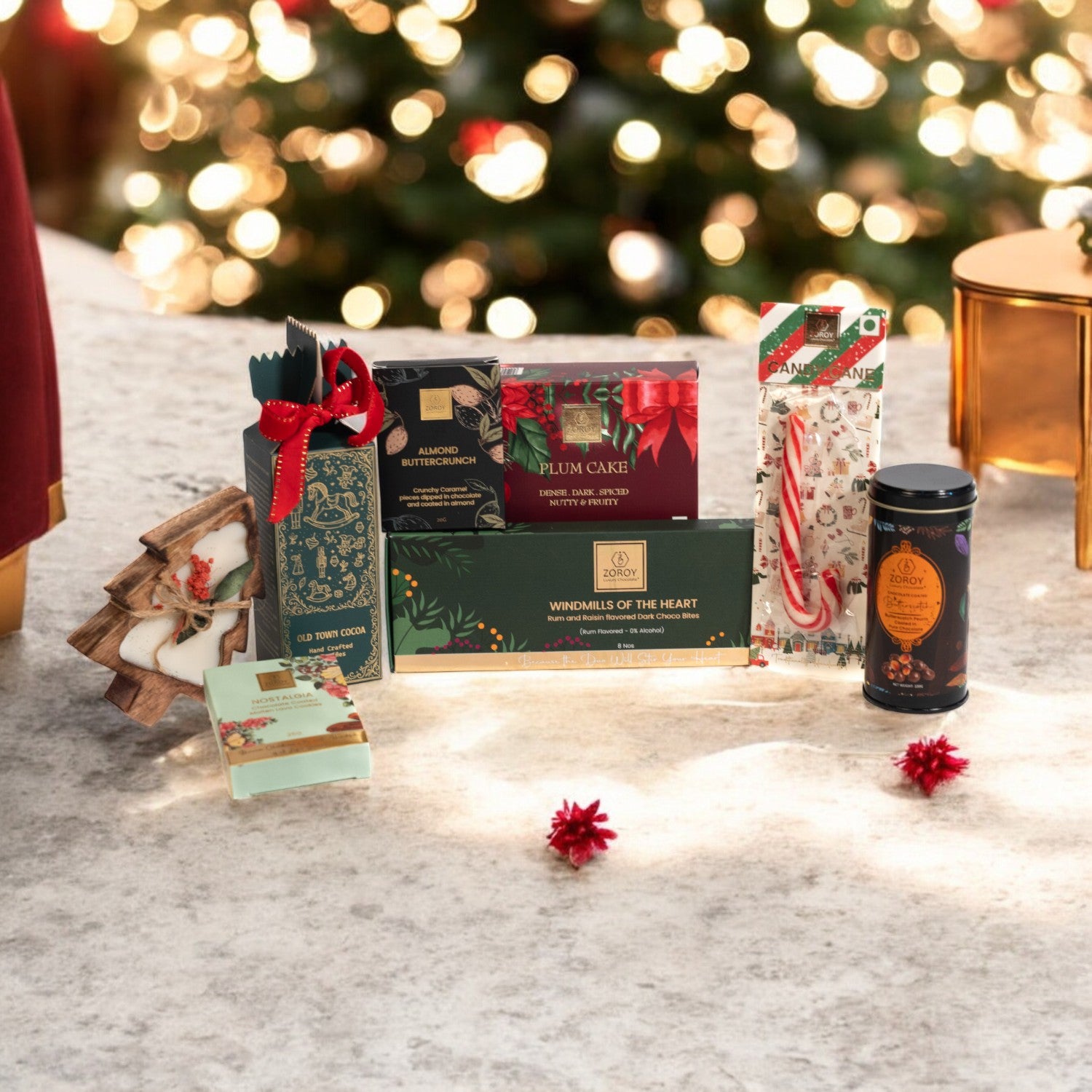 ZOROY Seasons Sparkle Christmas Gift Hamper | Double Door Keepsake Box with Plum Cake, Truffles, Choco Nuts, Cookies & Soy Candle | Luxury Festive, Secret Santa & Corporate Gifting