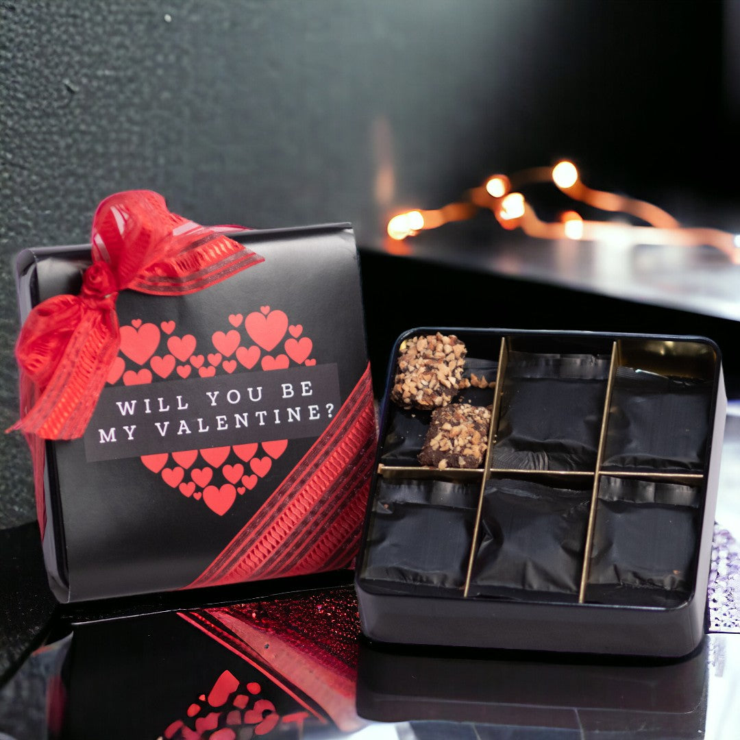 ZOROY Luxury Chocolate Valentine Message Almond Buttercrunch Tin 130g Gift Hamper For Girlfriend | Boyfriend Anniversary Gifts For Wife | Husband | Love Chocolates | Chocolate Hamper For Couples