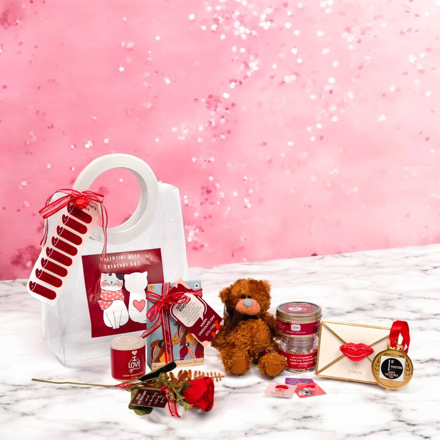 ZOROY Luxury Chocolate Valnetines Week Treasure Gift Bag | Rose Day | Propose day | Kiss day | teddy Day | Hug Day |  Chocolate Day | Promise Day | Girlfriend | Boyfriend | Husband/ Wife |