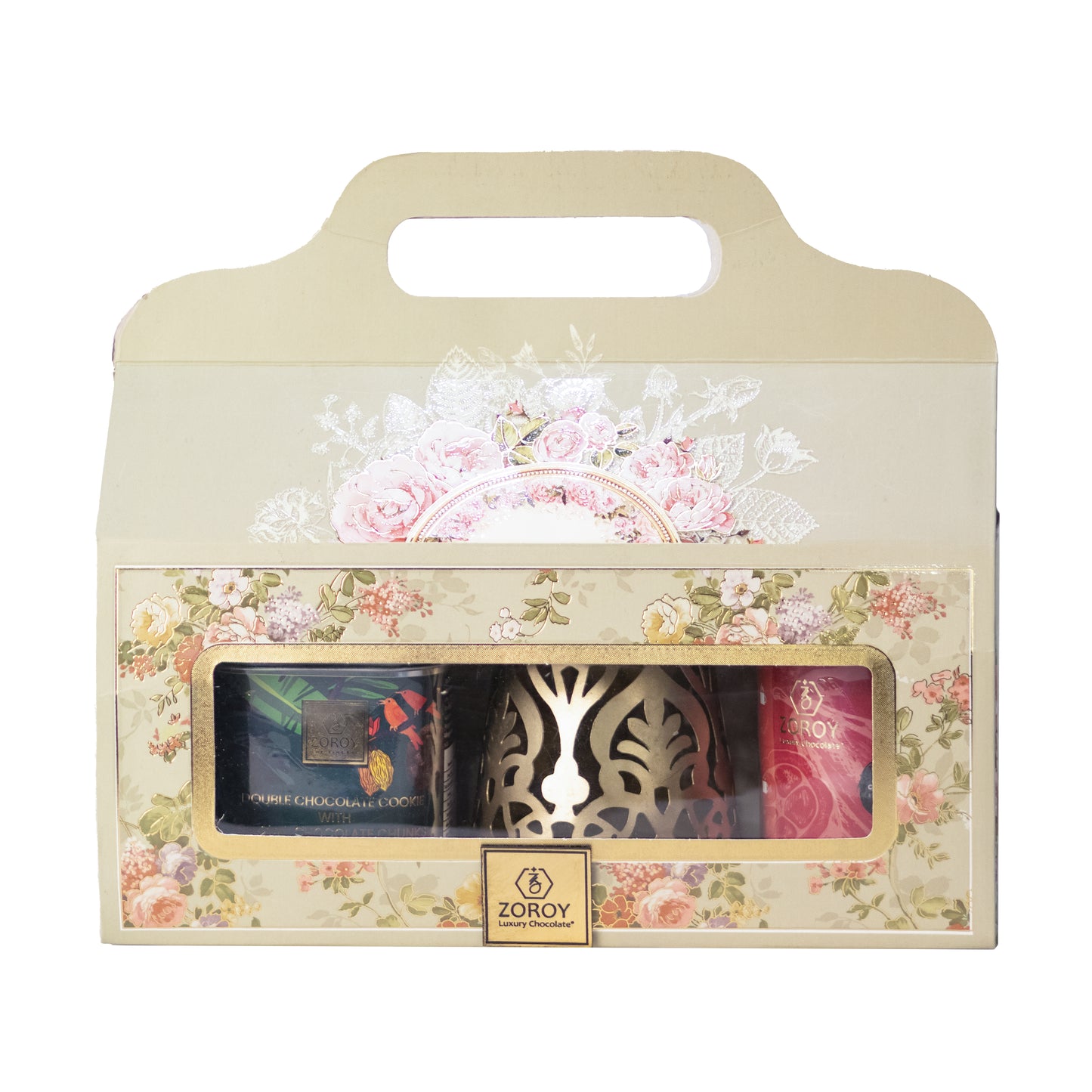 ZOROY luxury Chocolate Votive Combo Gift Box Contains a beautiful gold votive, Handmade Cookies & Drinking Chocolate | Corporate Celebration Diwali Rakhi Christmas New Year Online Gifts Set