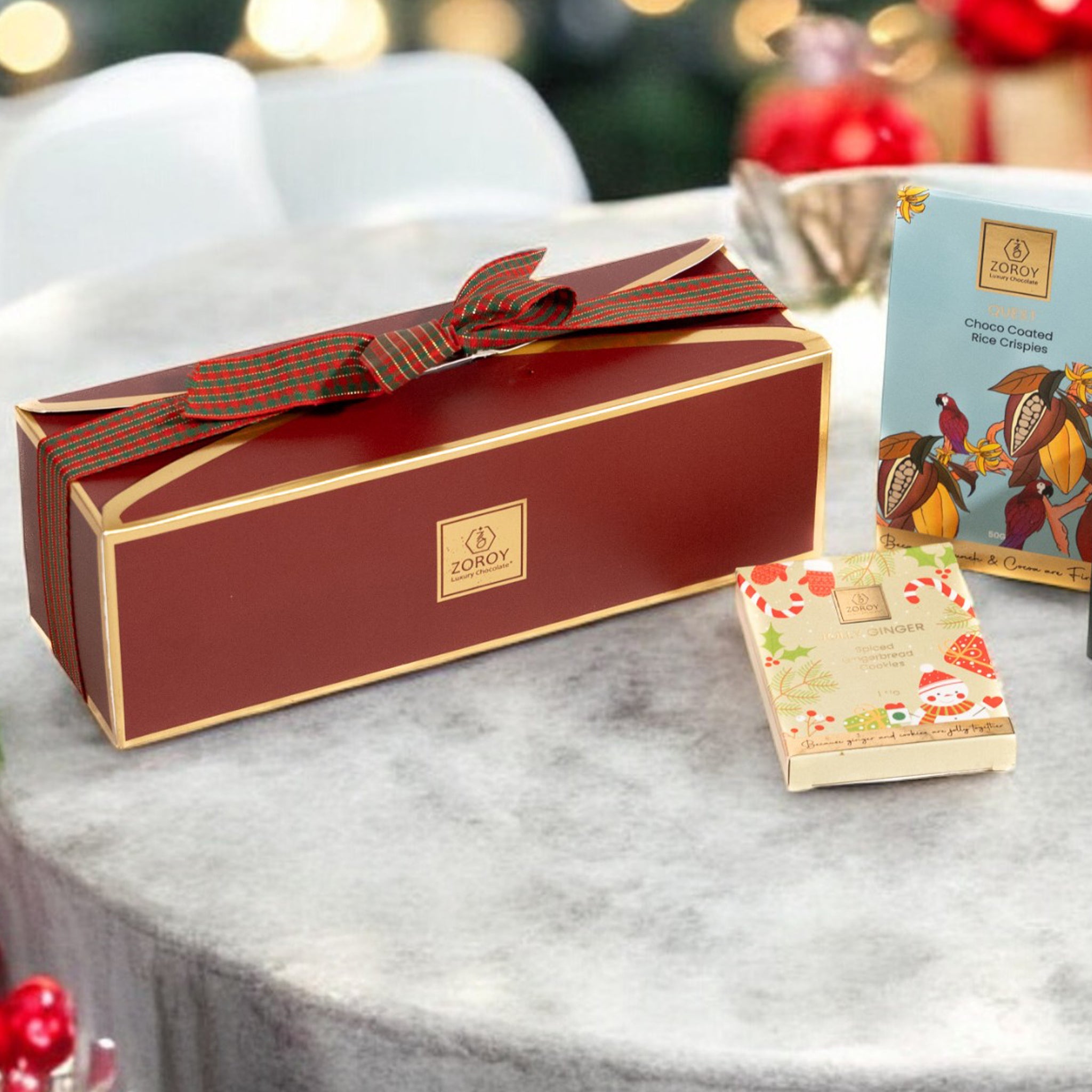 ZOROY Winter Joy Christmas Gift Hamper | Plum Cake, Chocolate & Gingerbread cookie | Holiday, New Year, Secret Santa, Corporate Gifting