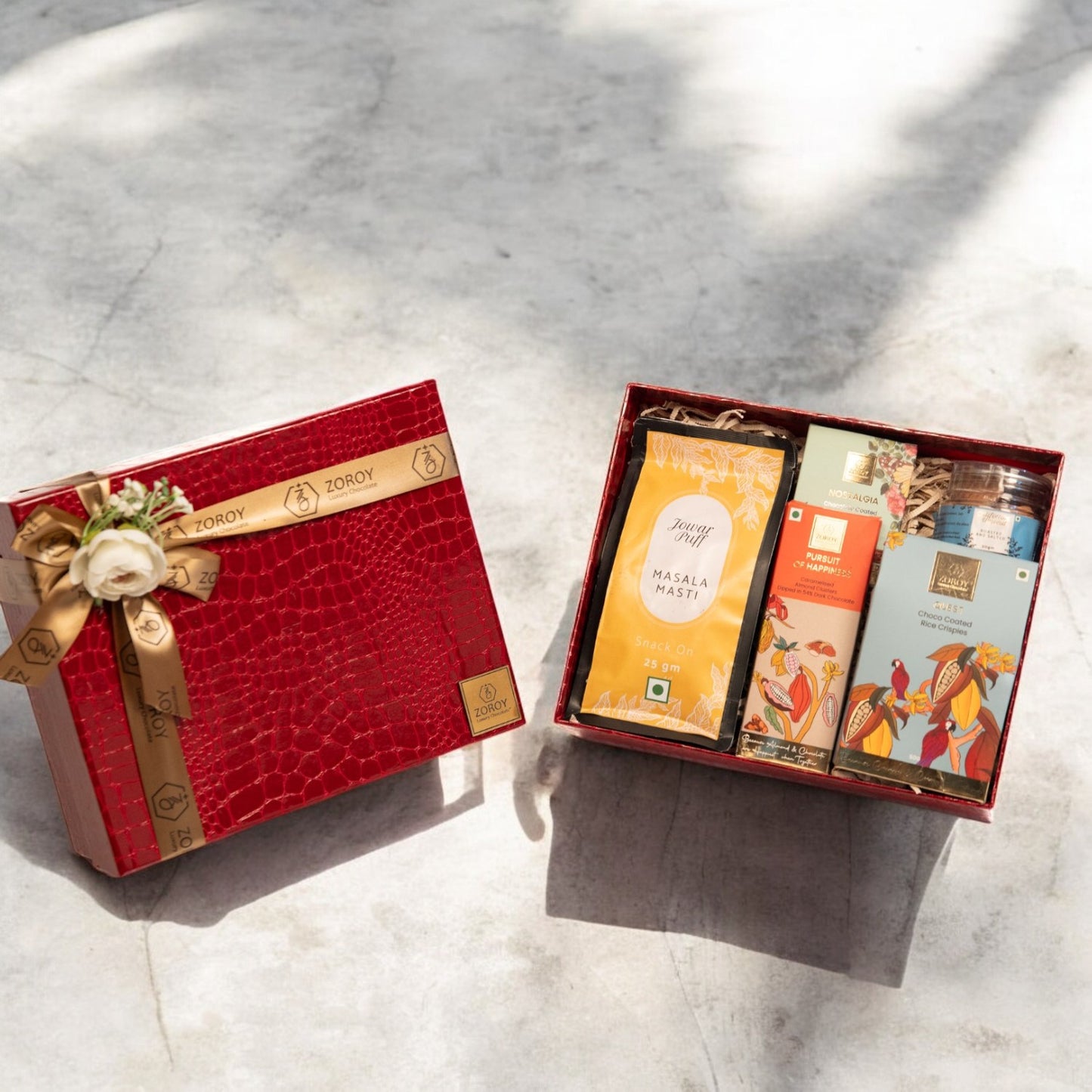 ZOROY Luxury Chocolate Anytime Leather Feel Contemporary Hamper | Snacks | Dry Fruits | Coated Cookies | Reusable Gift Box | Ideal Gift for Birthday, Anniversary, Corporate, House Warming, Wedding Diwali