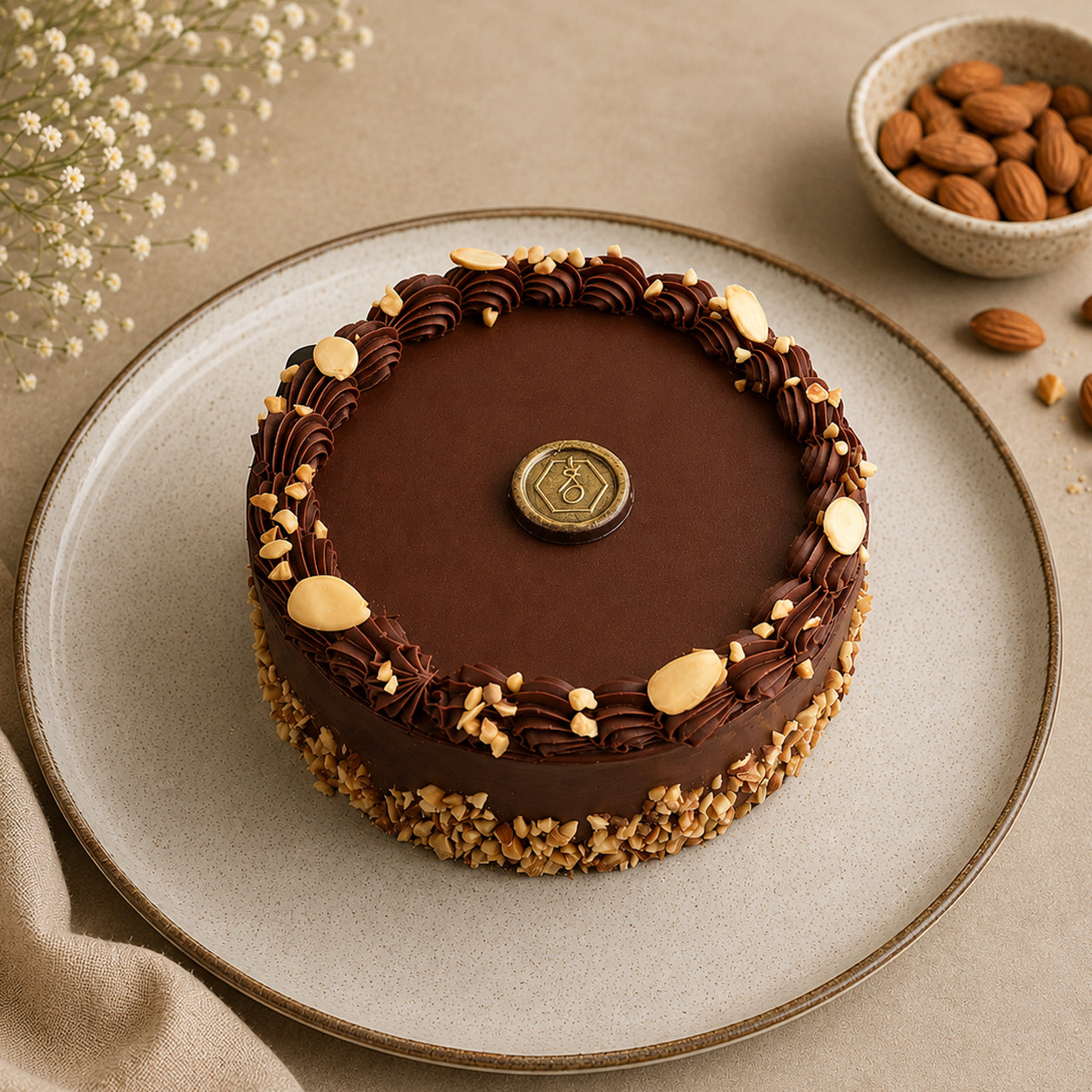 ZOROY Sugarfree Eggless Belgian Choco Almond Praline cake