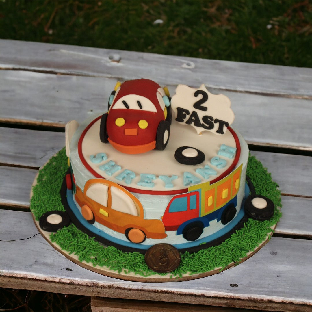 ZOROY Car Theme Celebration Fondant Customised Cake