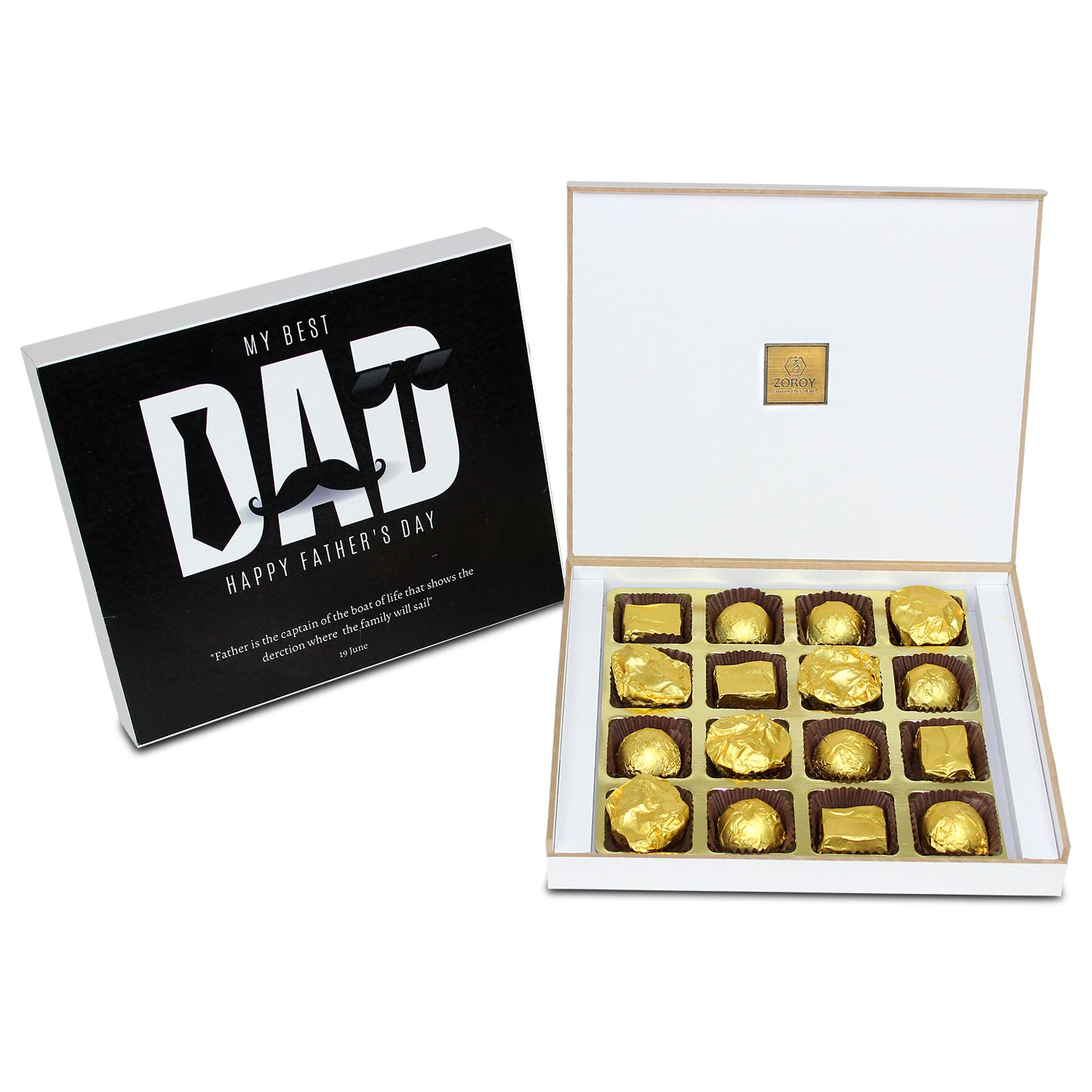 ZOROY Fathers Day special 59% Vegan Dark Sugarfree Chocolates | No added Sugar | No Maltitol | Monk Fruit Sweetened | 16nos