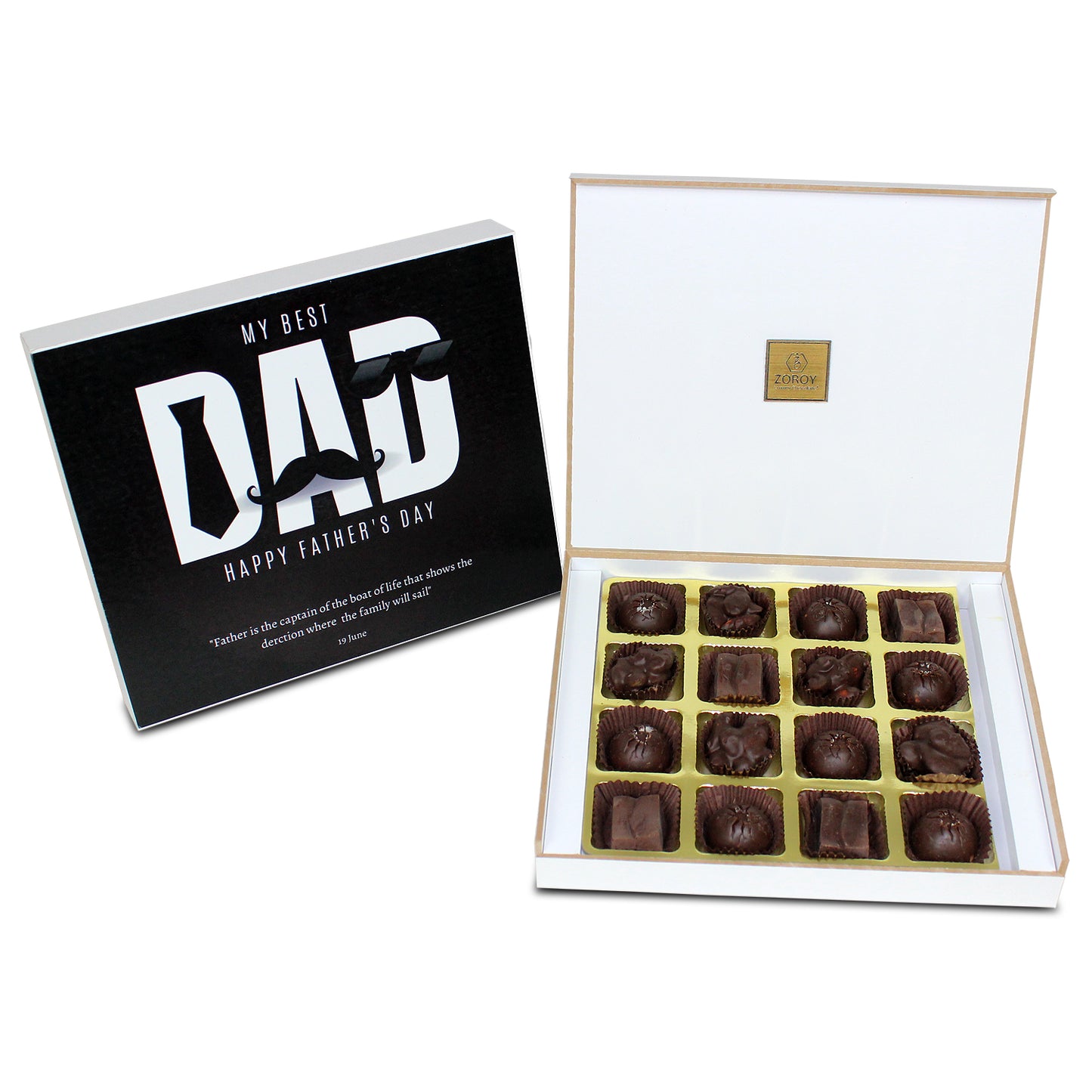 ZOROY Fathers Day special 59% Vegan Dark Sugarfree Chocolates | No added Sugar | No Maltitol | Monk Fruit Sweetened | 16nos
