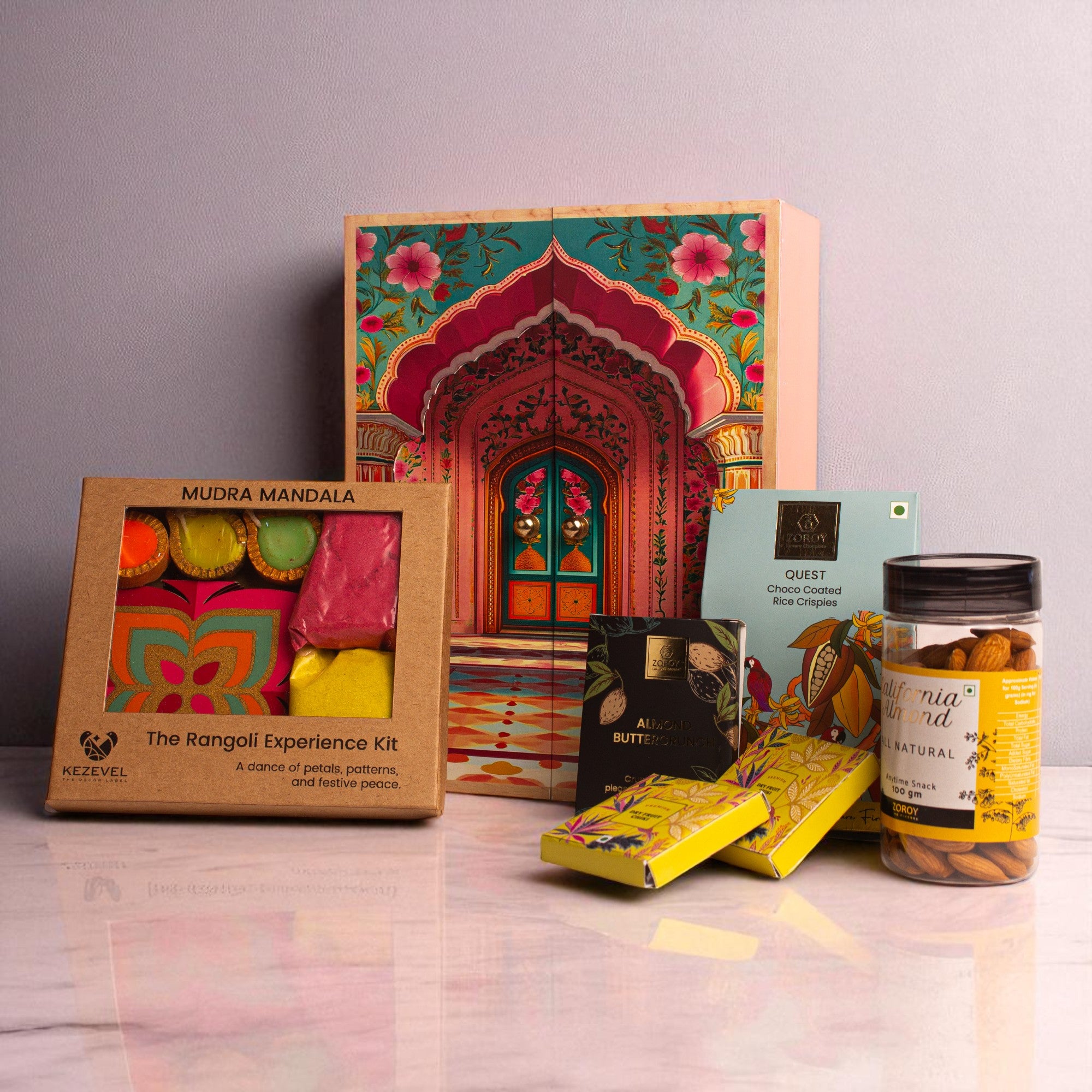 ZOROY The Fort Palace Hamper | Festive Gift Box with Chocolates, Dry Fruits, Rangoli Kit & Diyas | Premium Diwali & Bulk Corporate Gift Box "